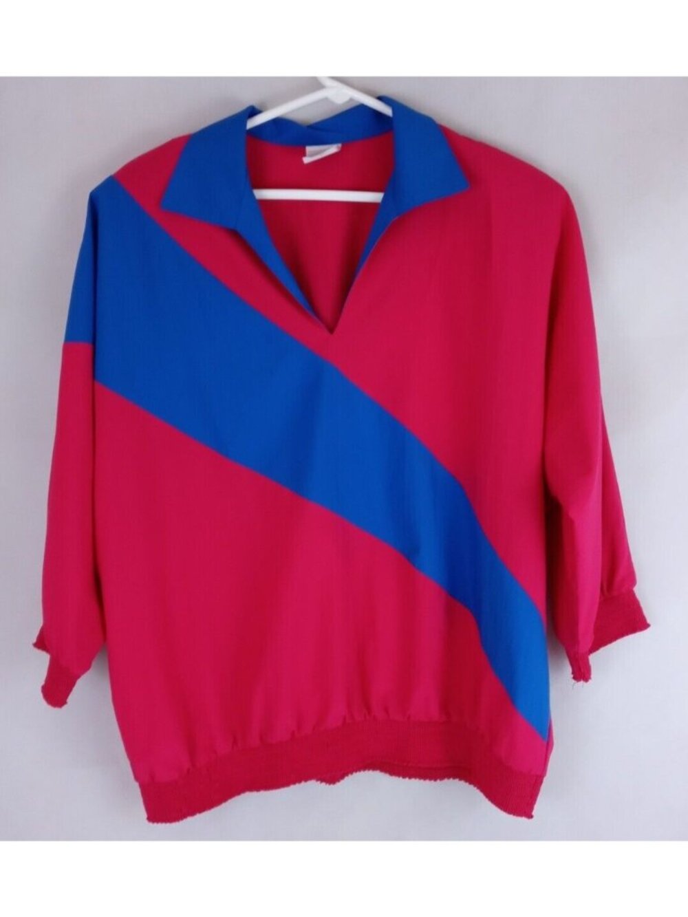 Vintage G.W. Women's Pink & Blue Pullover Shirt Size Large